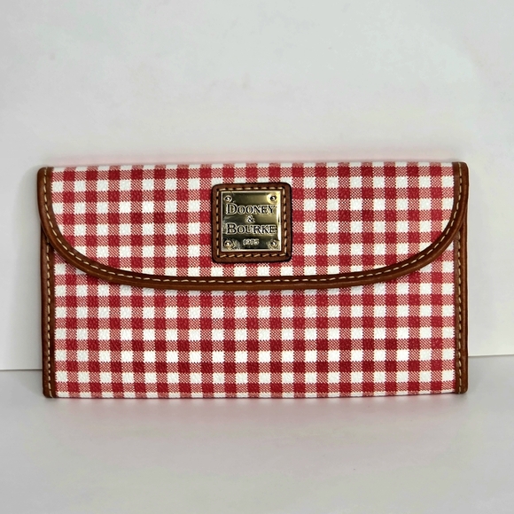 Rare Dooney & Bourke RedGingham Continental Clutch Wallet Coated Canvas - Picture 2 of 16